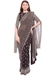 Buy_Soup By Sougat Paul_Black Chiffon Round Printed Saree Set _at_Aza_Fashions