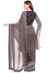 Shop_Soup By Sougat Paul_Black Chiffon Round Printed Saree Set _at_Aza_Fashions