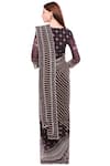 Shop_Soup by Sougat Paul_Brown Chiffon Embellished Sequin Striped Print Pre-draped Saree With Blouse _at_Aza_Fashions