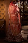 Shop_Tarun Tahiliani_Red Raw Silk Round Embroidered Lehenga Set _at_Aza_Fashions