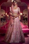 Buy Tarun Tahiliani Pink Raw Silk Embroidered Lehenga Set Online Aza