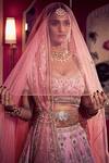 Tarun Tahiliani_Pink Raw Silk Round Embroidered Lehenga Set _Online_at_Aza_Fashions