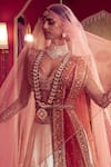 Tarun Tahiliani_White Tulle V Neck Embroidered Lehenga Set For Women_Online_at_Aza_Fashions