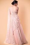 Shop_Tarun Tahiliani_Peach Foil Crinkle V Neck Draped Lehenga Set _at_Aza_Fashions