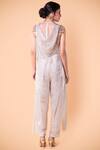 Shop_Tarun Tahiliani_White Foil Crinkle V Neck Draped Jumpsuit _at_Aza_Fashions