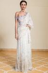 Buy_Tarun Tahiliani_White Tulle Pre-draped Saree With Bodysuit_Online_at_Aza_Fashions