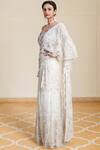 Shop_Tarun Tahiliani_White Tulle Pre-draped Saree With Bodysuit_Online_at_Aza_Fashions