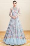 Buy_Tarun Tahiliani_Blue Tulle Round Embellished Anarkali Lehenga Set _at_Aza_Fashions
