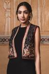 Shop_Tarun Tahiliani_Black Silk Dupion Embellished Jacket _Online_at_Aza_Fashions
