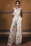 Buy_Tarun Tahiliani_White Tulle Round Embellished Draped Jumpsuit _at_Aza_Fashions