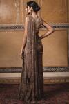 Shop_Tarun Tahiliani_Gold Foil Crinkle Tulle Round Pre-draped Saree Gown _at_Aza_Fashions