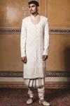 Buy Tarun Tahiliani White Silk Georgette Chikankari Embroidered Sherwani Set at Aza Fashions Buy_Tarun Tahiliani_White Silk Georgette Chikankari Embroidered Sherwani Set _at_Aza_Fashions