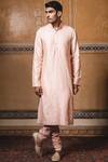 Buy_Tarun Tahiliani_Peach Chanderi Embroidered Kurta Set _at_Aza_Fashions