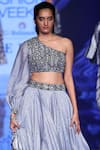 PUNIT BALANA_Blue Silk Chanderi Asymmetric Skirt Set _Online_at_Aza_Fashions