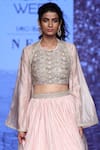 PUNIT BALANA_Pink Silk Chanderi Round Cape Lehenga Set _Online_at_Aza_Fashions