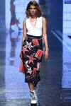 Buy_Shahin Mannan_Blue Jersey Embroidered Pencil Skirt  _at_Aza_Fashions