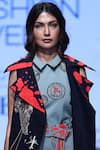 Shahin Mannan_Blue Jersey Coat Collar Embroidered Jacket _Online_at_Aza_Fashions