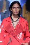 Shahin Mannan_Orange Gabardine Coat Collar Embroidered Overlap Jacket _Online_at_Aza_Fashions