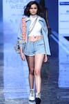 Buy_Shahin Mannan_Blue Denim Shorts_at_Aza_Fashions