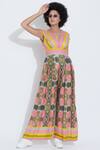 Aartivijay Gupta_Multi Color Dobby Printed Jumpsuit_Online_at_Aza_Fashions
