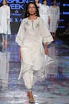 Buy_House of Kotwara_White Cambric Split Chikan Kamdani Kurta Set  _at_Aza_Fashions