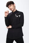 Shop_Noonoo_Black Spandex, Giza Cotton Embellished Shirt _at_Aza_Fashions