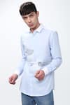 Noonoo_Blue Spandex, Giza Cotton Embroidered Shirt _Online_at_Aza_Fashions
