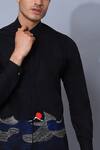Buy_Noonoo_Black Cotton Poplin Embroidered Shirt_Online_at_Aza_Fashions