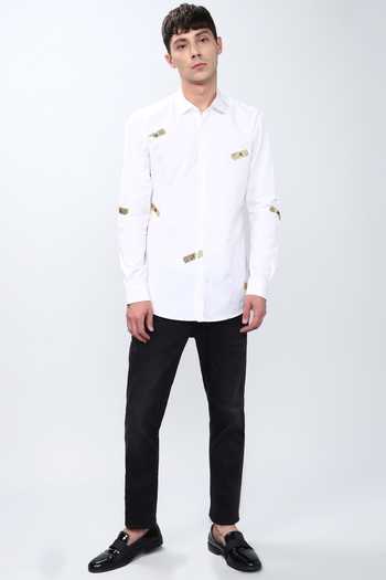 Buy_Noonoo_White Cotton Poplin Embellished Shirt _at_Aza_Fashions