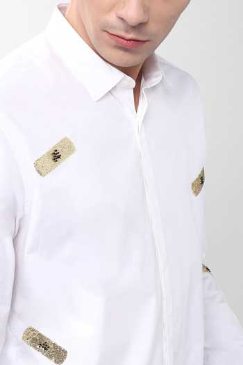 Buy_Noonoo_White Cotton Poplin Embellished Shirt _Online_at_Aza_Fashions