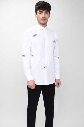 Buy_Noonoo_White Cotton Poplin Embellished Shirt _at_Aza_Fashions