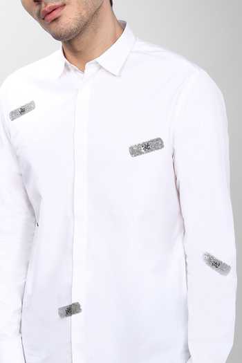 Buy_Noonoo_White Cotton Poplin Embellished Shirt _Online_at_Aza_Fashions