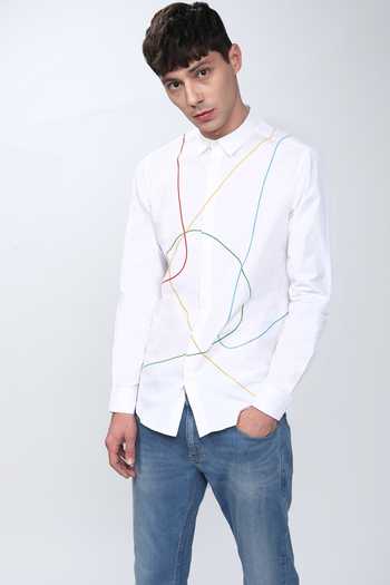 Noonoo_White Cotton Poplin Embroidered Shirt _Online_at_Aza_Fashions