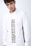Shop_Noonoo_White Cotton Poplin Slim Fit Typography Shirt_at_Aza_Fashions