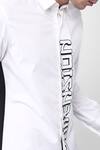 Noonoo_White Cotton Poplin Slim Fit Typography Shirt_Online_at_Aza_Fashions