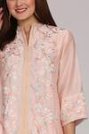 Buy_Anju & Harleen_Peach Silk Chanderi Notched Kurta Set_Online_at_Aza_Fashions