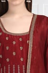 Label Earthen_Maroon Silk Chanderi Anarkali Set For Kids_at_Aza_Fashions