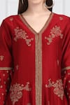 Label Earthen_Maroon Silk Chanderi Kurta Palazzo Set For Kids_at_Aza_Fashions