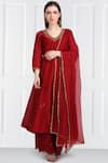 Buy_Label Earthen_Maroon Silk Chanderi Kurta Palazzo Set For Kids_at_Aza_Fashions