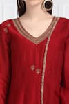 Shop_Label Earthen_Maroon Silk Chanderi Kurta Palazzo Set For Kids_Online_at_Aza_Fashions