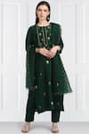 Buy_Label Earthen_Green Silk Chanderi Kurta Set For Kids_at_Aza_Fashions