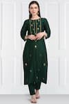 Buy_Label Earthen_Green Silk Chanderi Kurta Set For Kids_Online_at_Aza_Fashions