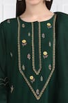 Label Earthen_Green Silk Chanderi Kurta Set For Kids_at_Aza_Fashions