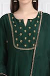 Label Earthen_Maroon Silk Chanderi Kurta Palazzo Set For Kids_at_Aza_Fashions