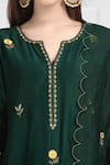 Shop_Label Earthen_Green Silk Chanderi Kurta Set For Kids_Online_at_Aza_Fashions