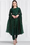 Buy_Label Earthen_Green Silk Chanderi Kurta Set For Kids_at_Aza_Fashions