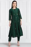 Buy_Label Earthen_Green Silk Chanderi Kurta Set For Kids_Online_at_Aza_Fashions