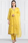 Buy_Label Earthen_Yellow Silk Chanderi Kurta Set For Kids_at_Aza_Fashions