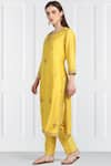 Label Earthen_Yellow Silk Chanderi Kurta Set For Kids_Online_at_Aza_Fashions