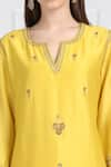 Label Earthen_Yellow Silk Chanderi Kurta Set For Kids_at_Aza_Fashions